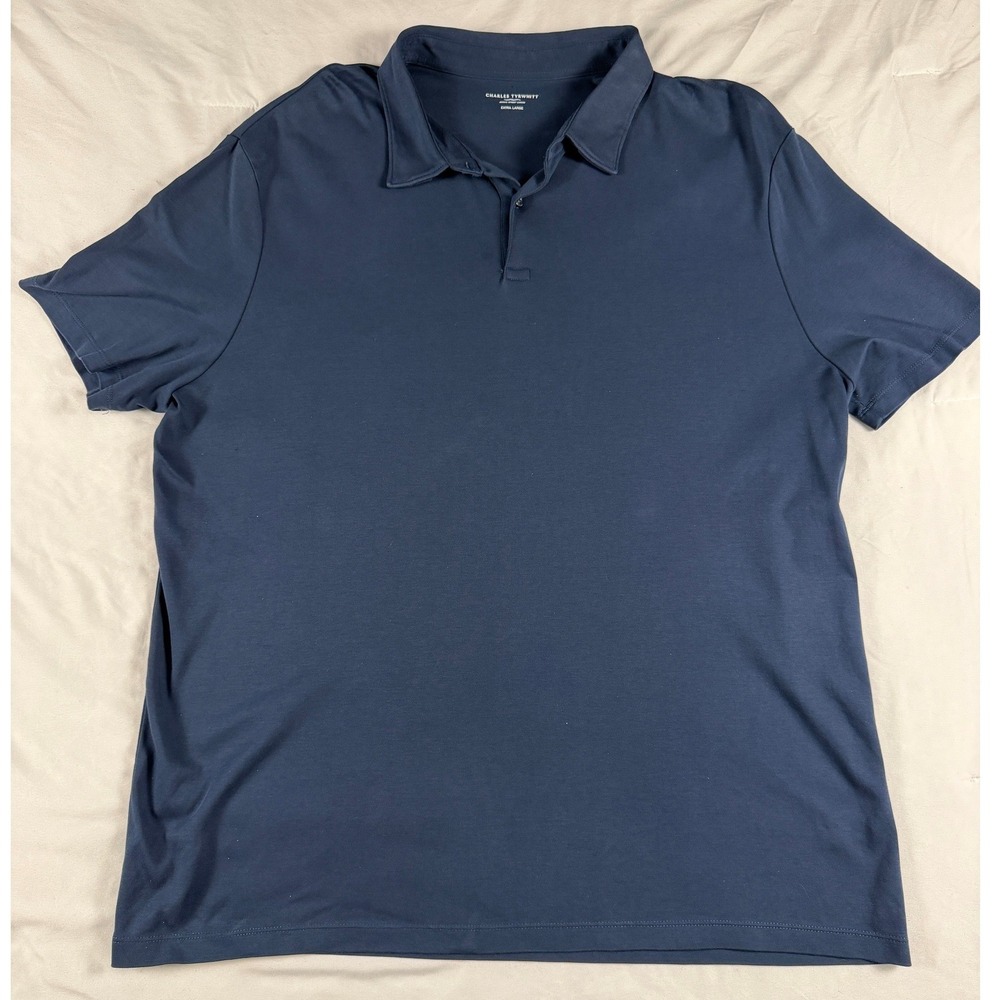 Charles Tyrwhitt Mens XL Navy Blue Stretch Smart Dress Golf Business Polo Shirt